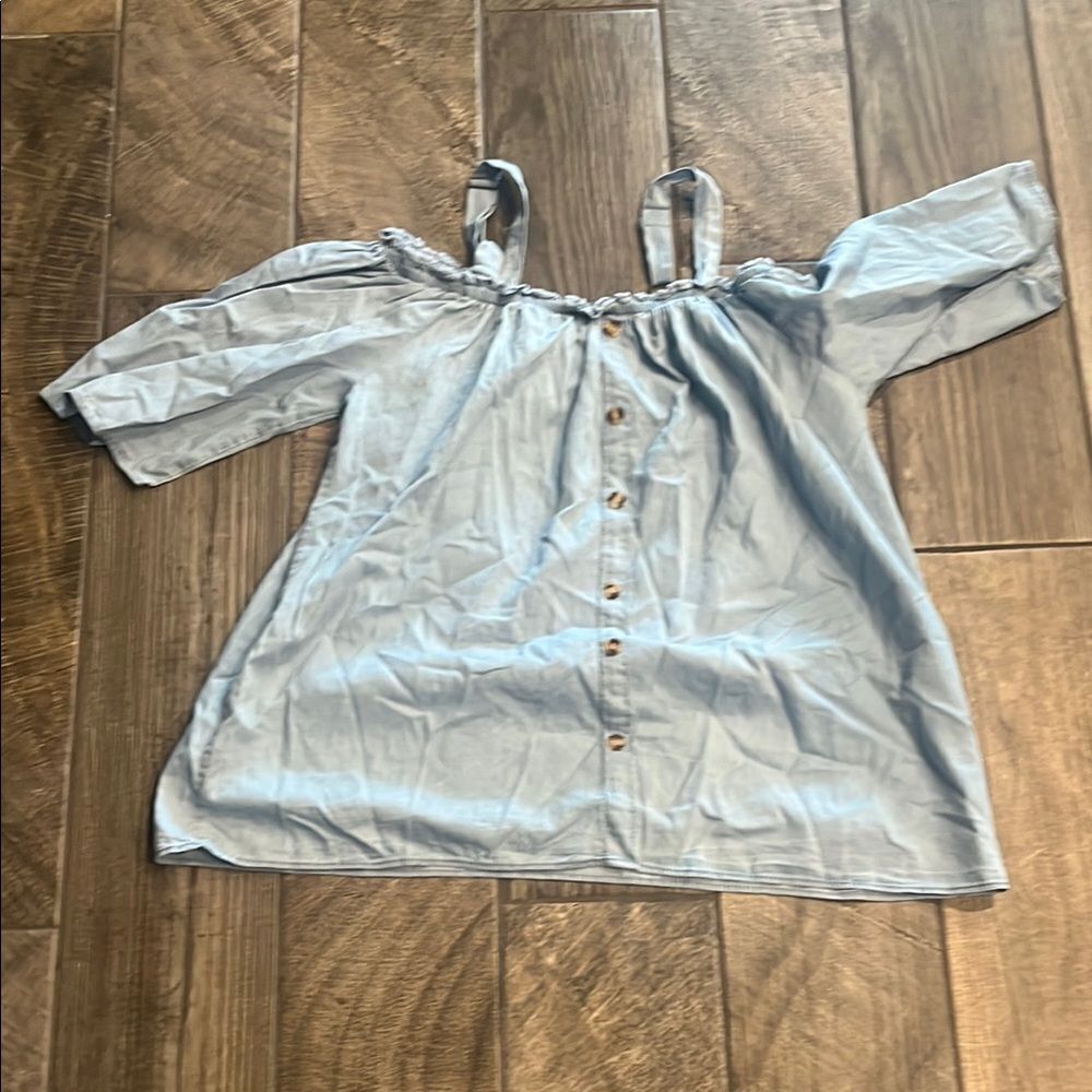 NWT Light Blue chambray Off-Shoulder Blouse